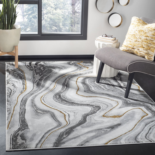 Wade Logan® Swindle Abstract Gray/Gold Area Rug & Reviews Wayfair